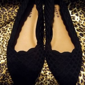 Torrid Pointed Toe Black Stretch Knit Flat Sz 10